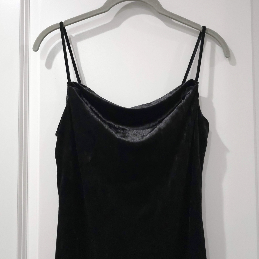Topshop Black Velvet Cowl Neck Mini Dress, Effortless Evening Chic, Size 2 - Picture 3 of 11